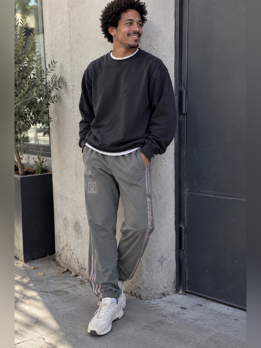 Adidas Yeezy Calabasas Track Pants Gray Mauve Striped Joggers XS